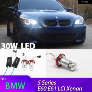 BMW 2008-2010 5シリーズ E60 E61 LCI キセノン ヘッドライト H8 LED マーカー 電球エンジェルアイライト 30W ホワイト電球