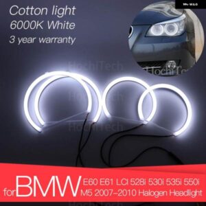BMW LED エンジェルアイキット コットンホワイトリング E60 E61 LCI 528I 530I 535I 550I M5 2007-2010 ハロゲン ヘッドライト