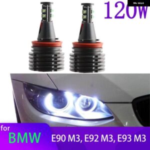 BMW 120W 6000K ホワイト H8 LED 車エンジェルアイマーカー ヘッドライト 電球ランプ 3シリーズ E90 M3 E92 M3 E93 M3 2008-2013
