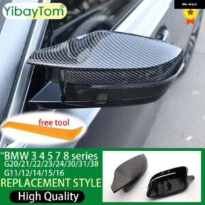 BMW 2個 LHD カーボンパターンミラー カバー キャップ 3シリーズ G20 G21 G28 320D 330I 340I 2019-22 M4 ブラック RHD