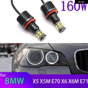 BMW 160ワット 白色 LED 車エンジェルアイマーカー ライト電球 X5 X5M E70 X6 X6M E71 2007-2011
