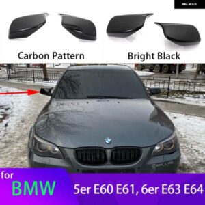 BMW カーボンルックブラックバックミラー サイドミラー カバー キャップ 5シリーズ E60 E61 E63 E64 2004-2008 520I 525I 528I 528XI 530I