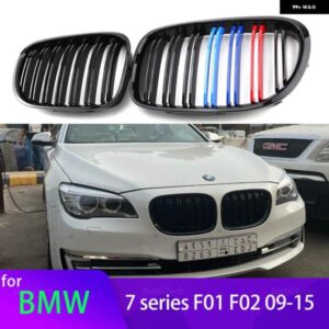 BMW 1ペア M カラー/ グロスブラック フロントバンパー キドニーグリル 7シリーズ F01 F02 F03 F04 2009-15 アクセサリー