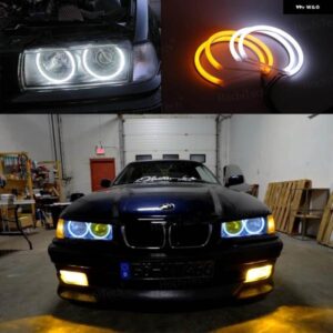 BMW コットン LED エンジェルアイズ リング 3シリーズ E30 E36 M3 333I 325I 323I 316I 318I 325TD 1982-2000 アンバー イエロー オレンジ ホワイト
