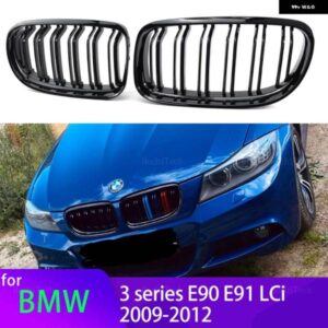 BMW フロントキドニーグリル E90 E91 LCI 3シリーズ セダンワゴン 2009-2012 車交換 レーシンググリル グロスブラック