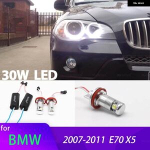 BMW 2007-2011 Xシリーズ E70 X5 H8 LED マーカー 電球エンジェルアイライト 30W ホワイト電球