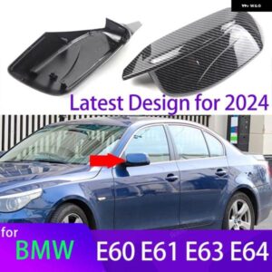 BMW 2024 カーボンルックブラックサイドミラー カバー キャップ 5シリーズ E60 E61 E63 E64 2004-2008 520I 525I 528I 528XI 530I