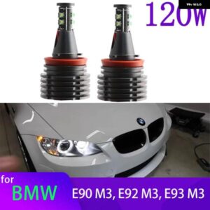 BMW LED リングエンジェルアイ電球 3シリーズ E90 M3 E92 M3 E93 M3 2008-2013 120ワット H8 LED マーカー 電球デイライト