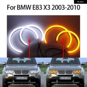 BMW スイッチバック コットン ライト LED エンジェル アイ デュアル ホワイト アンバー E83 X3 2003-2010