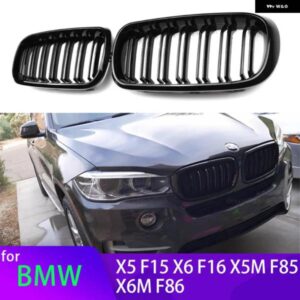 BMW 2個 グロスブラック フロントキドニーダブルスラットグリル X5 F15 X6 F16 X5M F85 X6M F86