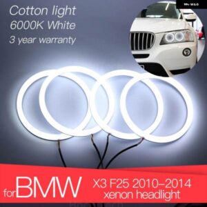 BMW 3 年 LED エンジェルアイキット コットンホワイトリング X3 F25 2010-14 キセノン ヘッドライト