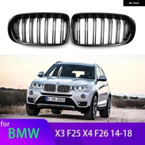 BMW 2個 グロスブラック フロントキドニーダブルスラットグリル X3 F25 X4 F26 2014-2018