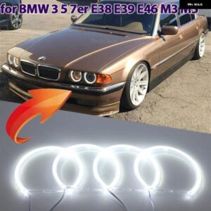 BMW スタイリング白色 LED リングライト 3 5 7シリーズ E39 E46 E38 E36 LED SMD エンジェルアイキット ランプ 131MM 146MM