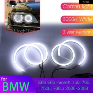BMW エンジェルアイズ キット 6000L コットンホワイトリングライト E66 E65 フェイスリフト 750I 760I 750LI 760LI 2006 2007 2008