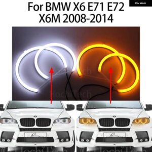 BMW スイッチバック コットン ライト LED エンジェル アイ デュアル ホワイト アンバー X6 E71 E72 X6M 2008-2014