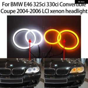 BMW スイッチバック コットン ライト LED エンジェル アイ デュアル ホワイト アンバー E46 325CI 330CI コンバーチブル クーペ 2004-2006 LCI キセノン