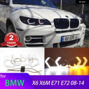 BMW ホワイトイエロー M4 LED エンジェルアイズ リングランプウィンカーカー ランニングライト DRL X6 X 6 M X6M E71 E72 2008-2014