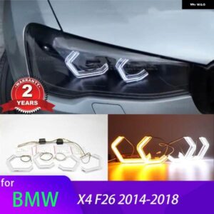 BMW ホワイトイエロー M4 LED エンジェルアイリングランプウィンカーカー ランニングライト DRL X4 F26 2014-2018 LED エンジェルアイキット