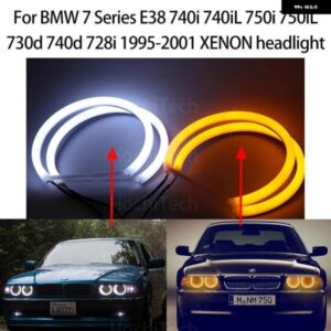 BMW スイッチバック LED エンジェルアイデュアルホワイトアンバー 7 E38 740I 740IL 750I 750IL 730D 740D 728I 95-01 キセノン ヘッドライト