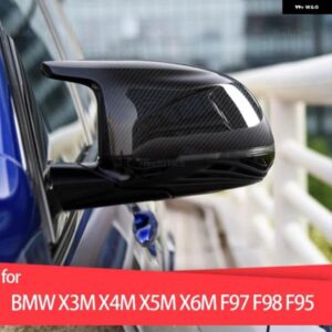 BMW カーボンブラックバックミラー サイドミラー カバー キャップ X3M F97 X4M F98 2019-2023 X5M F95 X6M F96 アクセサリー