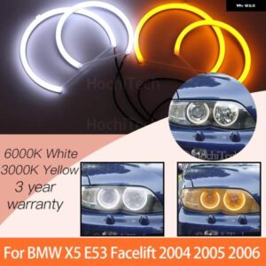 BMW 1セット ホワイト + イエロー エンジェルアイズ リングキット X5 E53 フェイスリフト 2004 2005 2006