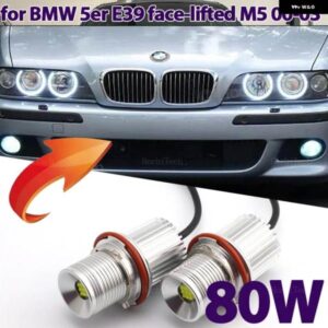 BMW 90ワット LED エンジェルアイリングライト自動ライト 6000K 5シリーズ E39 M5 フェイスリフト 520I 523I 525I 528I 530I 535I 00-03