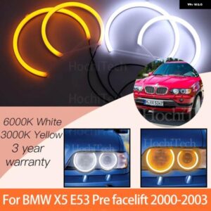 BMW 1セット 白 + 黄色 エンジェルアイズ リングキット X5 E53 プレフェイスリフト 2000/03/01