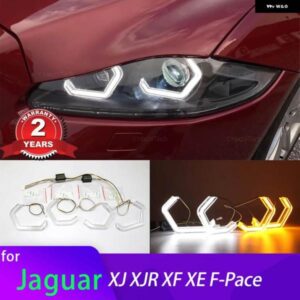 ジャガー ホワイトイエロー M4 LED エンジェルアイリングランプウインカー DRL XJ XJR X351 XF X250 XE X760 F