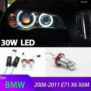 BMW 2008-2011 Xシリーズ E71 X6 X6M H8 LED マーカー 電球エンジェルアイライト 30W ホワイト電球