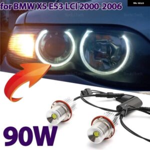 BMW LED エンジェルアイリングマーカー サイドライト白色電球 ヘッドライト X5シリーズ E53 3.0I 4.4I 4.6IS M54 M62 N62 2000-2006