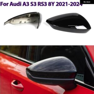 アウディ カーボンパターンミラー カバー ブラックミラー カバー オーバーレイ A3 S3 RS3 8Y RS 3 2021-2024 バックミラー カバー
