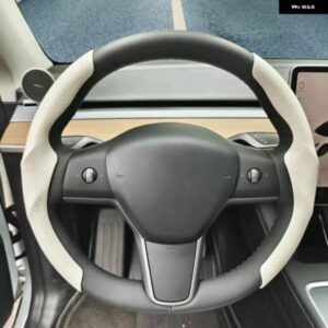 テスラ ステアリング ホイールカバー モデル 3/Y スエードカーボン超薄型汗吸収特殊 ステアリング ホイール