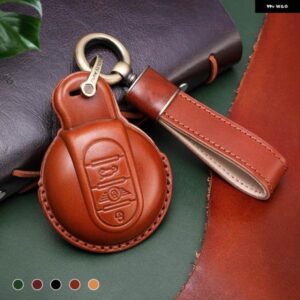 BMW レザー キーケースカバー MINI COOPER S ONE JCW F54 F55 F56 F57 F60 CLUBMAN COUNTRYMAN リモート FOB ホルダーシェルキーホルダー