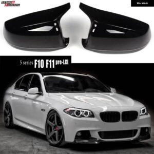 BMW オックスホーン グロスブラック プラスチック ドアウィングサイドバックミラー シェルカバー 5シリーズ F10 F11 PRE-LCI 2010 - 2013