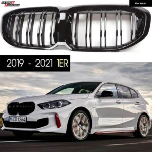BMW 2 スラット黒フロント KINDEY フード グリルバンパー レーシンググリル 1シリーズ F40 2019-21 ハッチバック