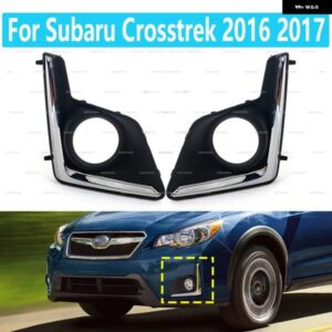スバル フロントバンパー フォグライト ランプフレームカバー XV CROSSTREK 2016 2017 FOGLIGHT フォグランプ クロ