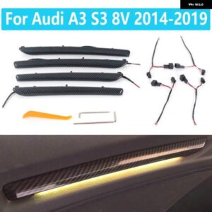 アウディ 4個 ドア LED ランプシェード A3 S3 8V 2014-2019 装飾カーボン色車内ムード光装飾