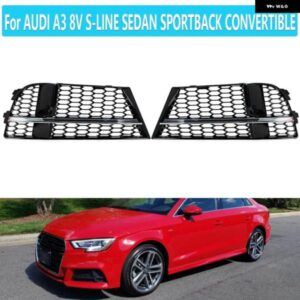 アウディ フロントグリルハニカムグリル A3 8V S-LINE 2017-2019 フォグライト グリルカバー 電気メッキストリップ