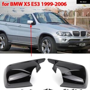 BMW 2X MSTYLE ブラック バックミラー サイドミラー カバー キャップ 2024 M ルック ミラー カバー X5 E53 1999-2006 交換用