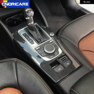アウディ カーボンカラーカーセンターコンソールギアシフトパネル装飾 ステッカー トリム A3 8V 2014-18 LHD ABS インテリア スタイリング
