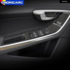 ボルボ カーボンカーセンターコンソールギアシフトフレーム トリム S60 V60 2010-2018 RHD 窓ガラス リフティング インテリア アクセサリー