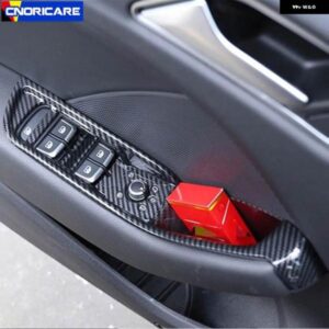 アウディ カーボンカラー窓ガラス 昇降フレーム装飾 ステッカー A3 8V 2014-18 LHD ABS 自動ドア アームレスト デカール