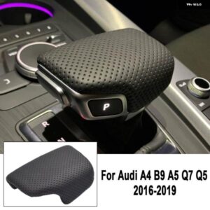 アウディ 黒パンチングレザー セレクターレバーハンドルギア シフトノブ ハンドボールカバー A4 B9 A5 Q7 Q5 2016-19