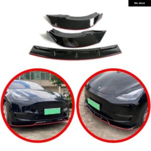 テスラ モデル Y フロントバンパー リップ自動車 スカート黒と赤エッジ ABS 機能アクセサリー