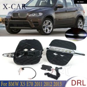 BMW X5 E70 2011 2012 2013 フロントバンパー LED DRL デイタイム ランニングライト 昼光フォグ ヘッドランプ カバー ドライビングライト