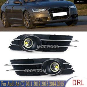 アウディ 1ペア フロントバンパー フォグライト グリル フォグランプ カバー レーシンググリル A6 C7 2011-15 4GD807681B