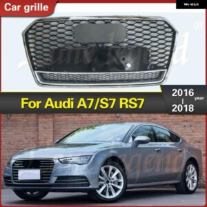 アウディ RS7 フロントスポーツ六角 メッシュ ハニカムフード グリル グロスブラック A7/S7 2016 2018 レーシンググリル