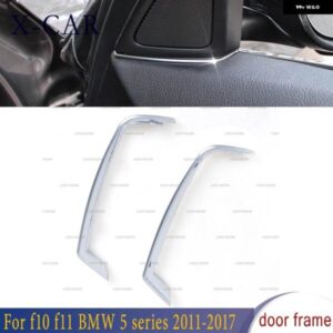 BMW 1ペア ドアツイータースロットプラグ ステッカー ドアスピーカーフレーム トリム クローム スパンコール 5シリーズ F10 F11 2011-2017