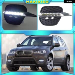 BMW 2個 白色 LED DRL デイタイム ランニングライト フォグライト ランランプ X5 E70 2011 2012 2013