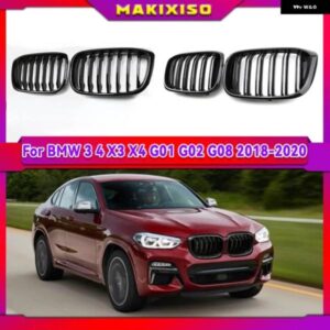 BMW フロントキドニーグリル 3 4 X3 X4 G01 G02 G08 2018 2019 2020 単線 1 スラットグロスマットブラックバンパー レーシンググリル